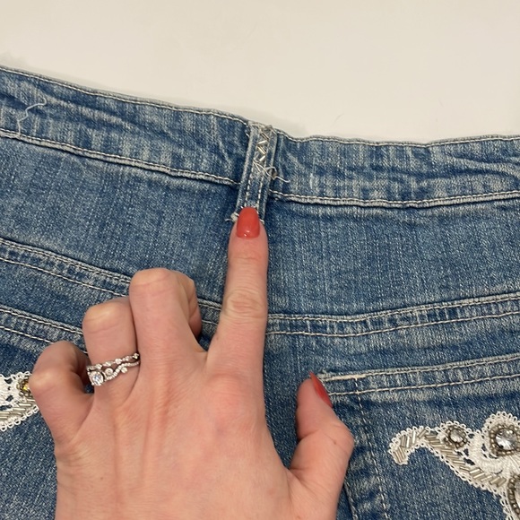 Retro Beaded Low Rise Denim Jeans - Picture 12 of 15